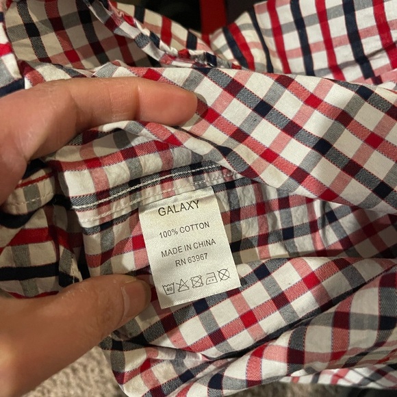 Men's GALAXY BY HARVIC checkered plaid long sleeve button down shirt - Picture 10 of 11